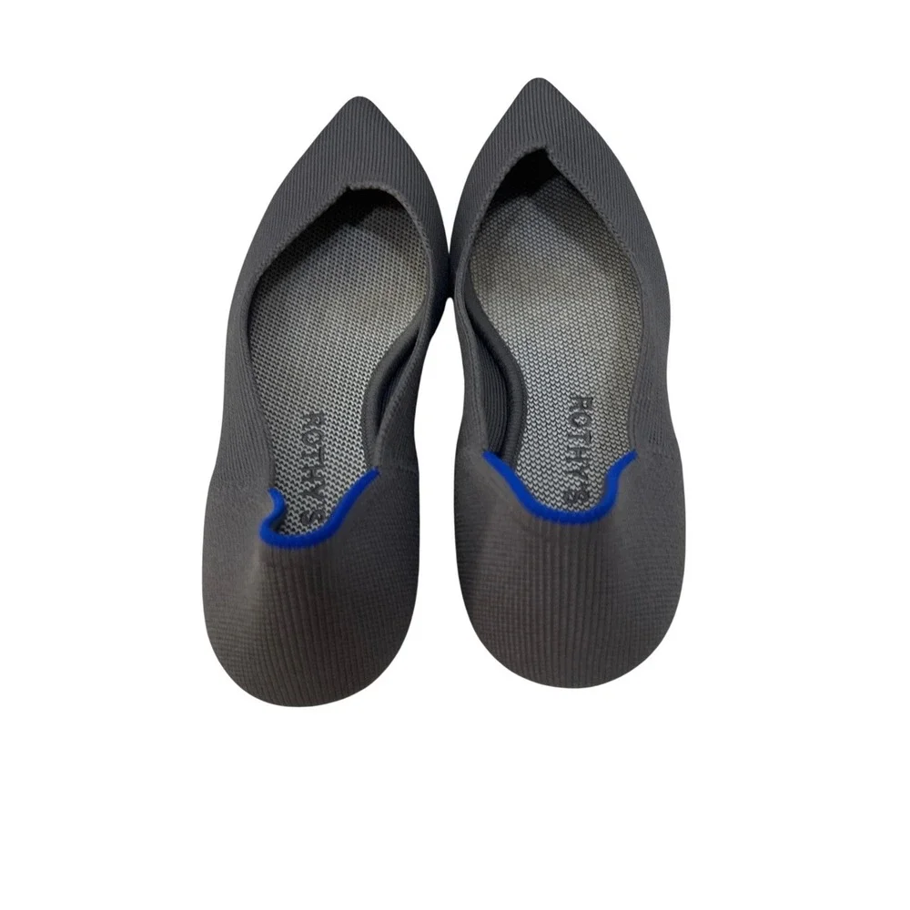 Rothys Gray Slip On Mary Jane Shoes 7.5 Preppy Quiet Luxury Office Siren Comfort